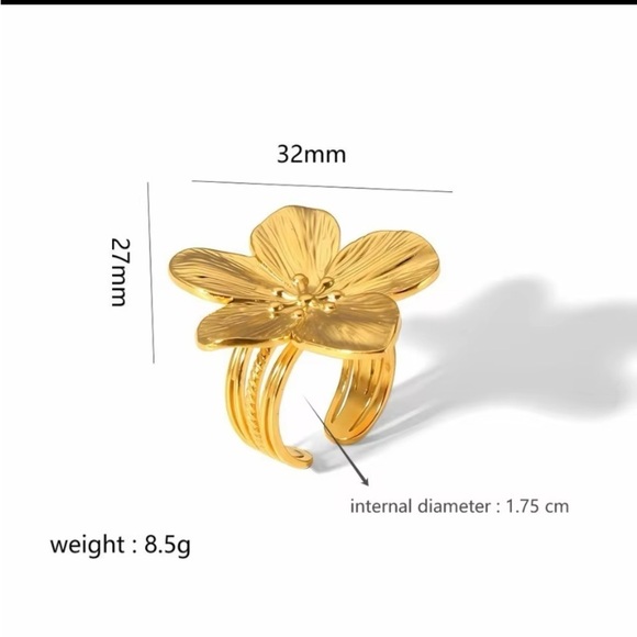 Vintage Gold Flower Earrings Ring Set - Picture 11 of 11